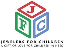 Jewelers for Children wooden toy block logo